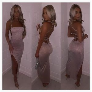 Amazon, pink sparkly split dress